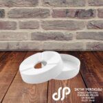 Baskılı Porselen Küllük Kapaklı Köşeli Yeni Otel