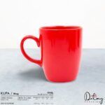 Baskılı Oval Kırmızı Seramik Kupa