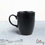 Baskılı Oval Siyah Seramik Kupa