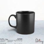 Baskılı Mat Silindirik Siyah Seramik Kupa