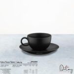 Baskılı Mat Siyah Kahve Fincan Takımı Zeugma