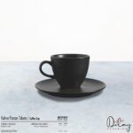 Logo Baskılı Mat Siyah Kahve Fincan Takımı Bistro