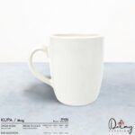 Baskılı Oval Beyaz Seramik Kupa